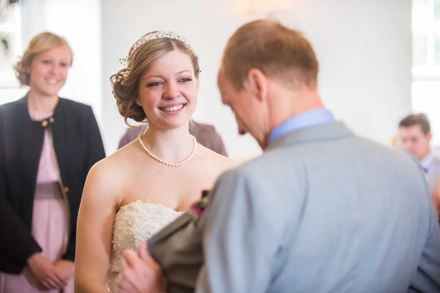 Smiling bride at a wedding ceremony