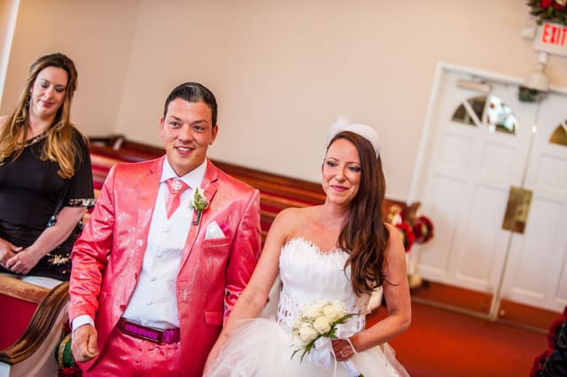 Bridal couple in church, wedding day