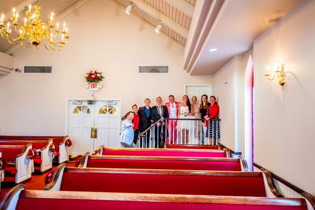 Group photo in decorated chapel